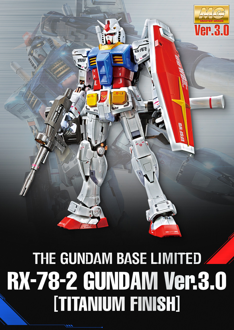 MG 1/100 RX-78-2 Gundam Ver.3.0(Titanium Finish)