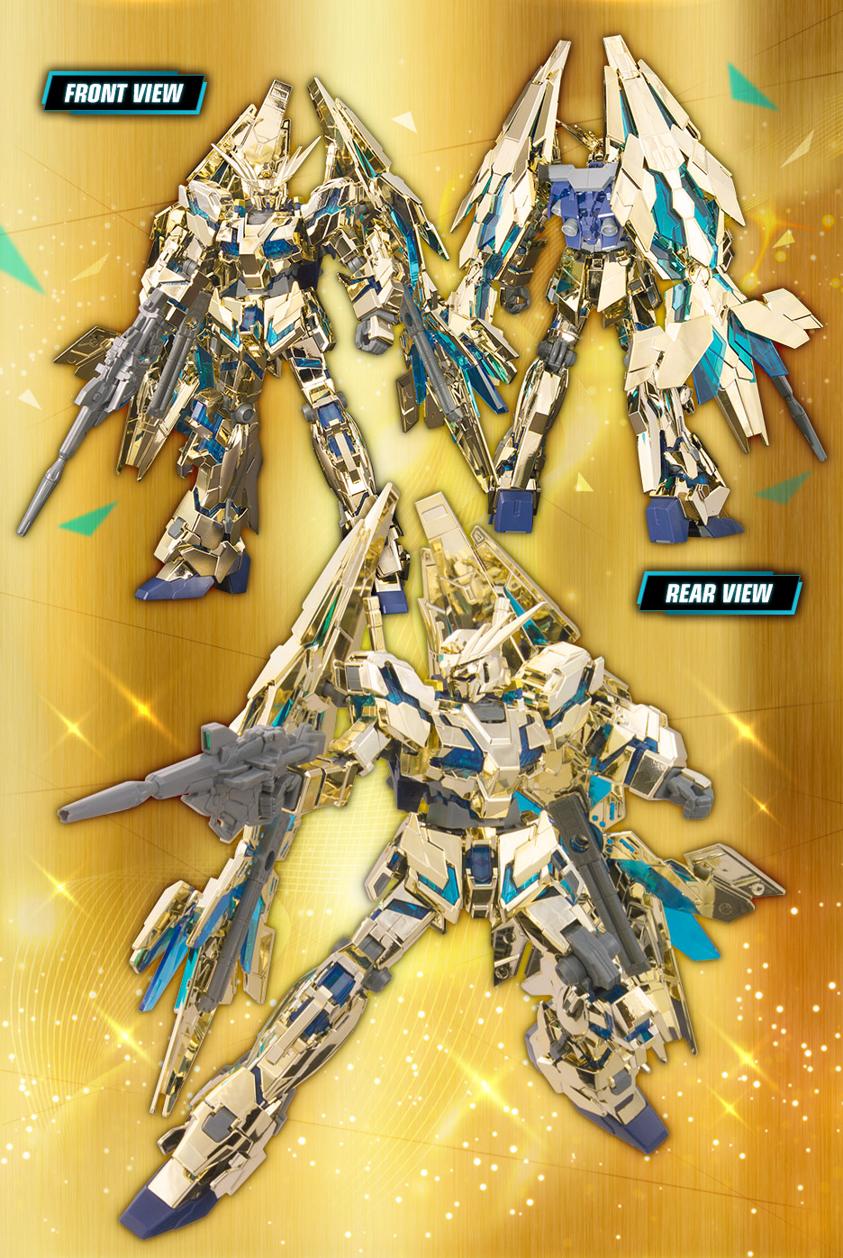 HG 1/144 ガンダムベース限定 ユニコーンガンダム3号機 フェネクス(デストロイモード)GOLD & SILVER COATING SET