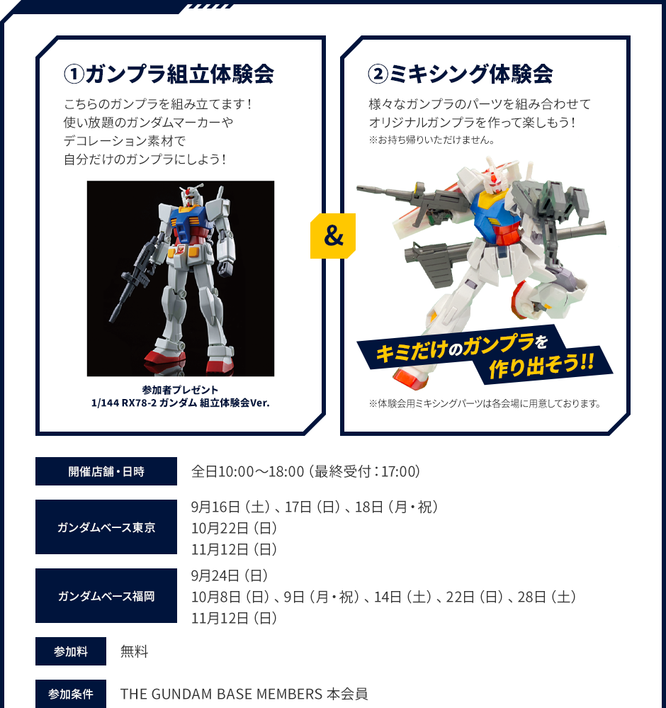 ガンプラ組立体験会＆ミキシング体験会