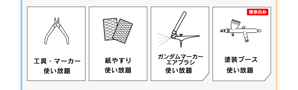 工具・マーカー・紙やすり・ガンダムマーカーエアブラシ・塗装ブース使いたい放題