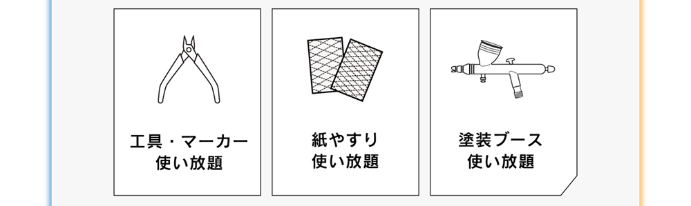 工具・マーカー・紙やすり・塗装ブース使いたい放題